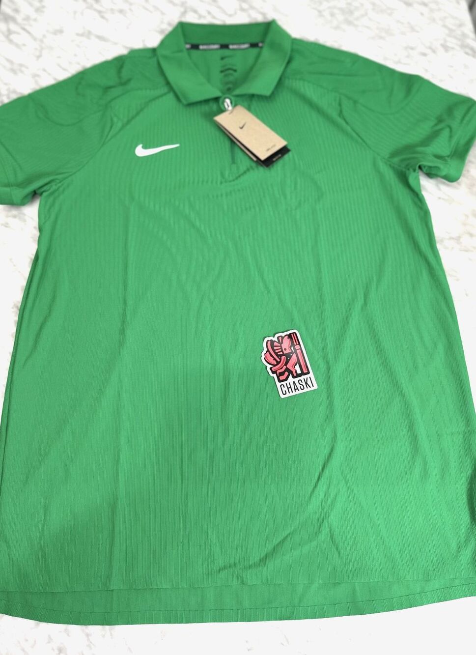 NikeCourt Dri-FIT ADV Textured Tennis Polo Green Slim Men Large Tall HQ0792-310